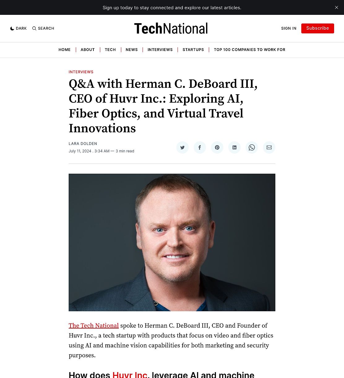 Q&A with Herman C. DeBoard III, CEO of Huvr Inc.: Exploring AI, Fiber Optics, and Virtual Travel Innovations